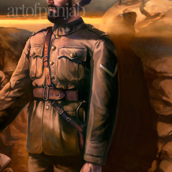 Sikh Soldier WWI art print by Kanwar Singh