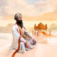 Guru Tegh Bahadur the Protector - Sikh history painting by artist Kanwar Singh