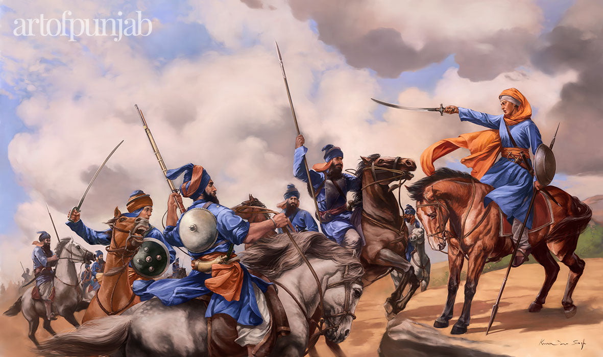 Mai Bhag Kaur (Mai Bhago) Sikh history art by Kanwar Singh