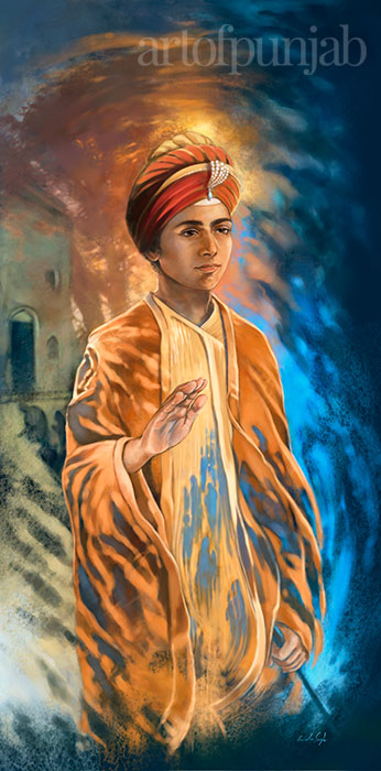 Guru Har Krishan Sikh history painting by Kanwar Singh