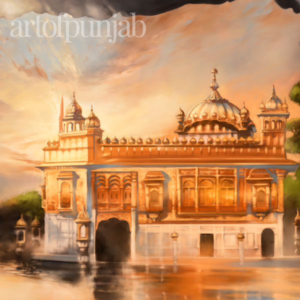 Golden temple Sikh history painting by artist Kanwar Singh
