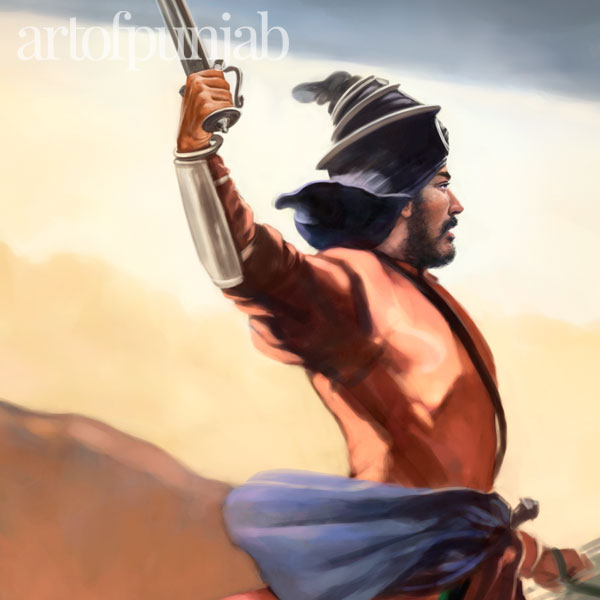 Sahibzada Ajit Singh Sikh warrior painting by artist Kanwar Singh