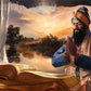 Guru Gobind Singh transferring Guruship to the Guru Granth Sahib Sikh painting by artist Kanwar Singh