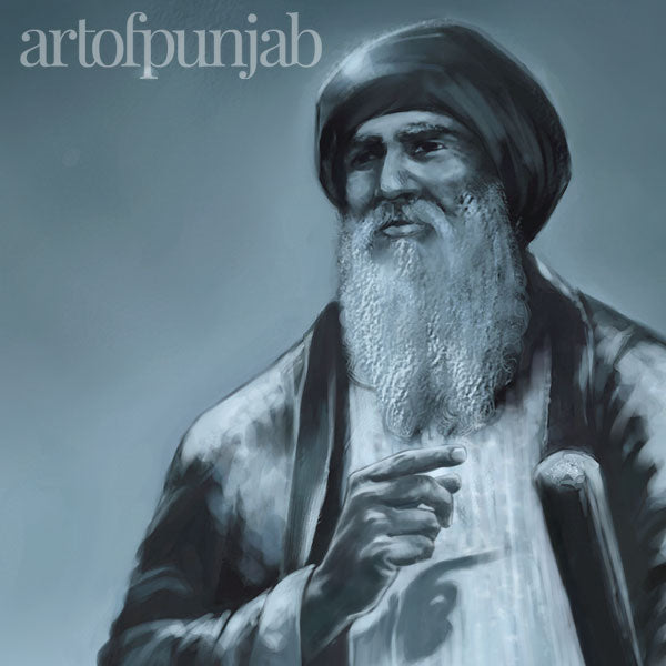 Guru Nanak Dev Ji founded the Sikh faith, painting by Kanwar Singh