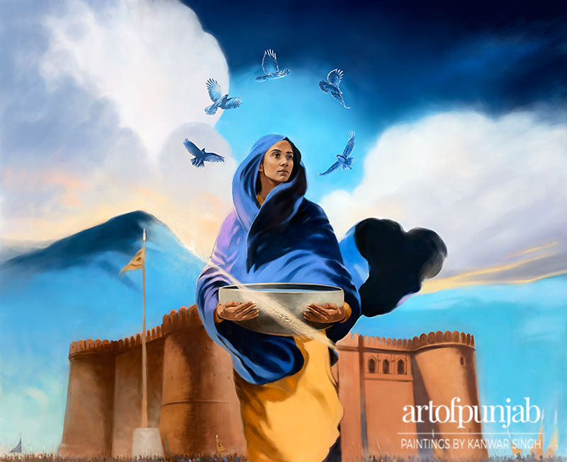 Mata Sahib Kaur Mother of the Khalsa Sikh Art Wallpaper